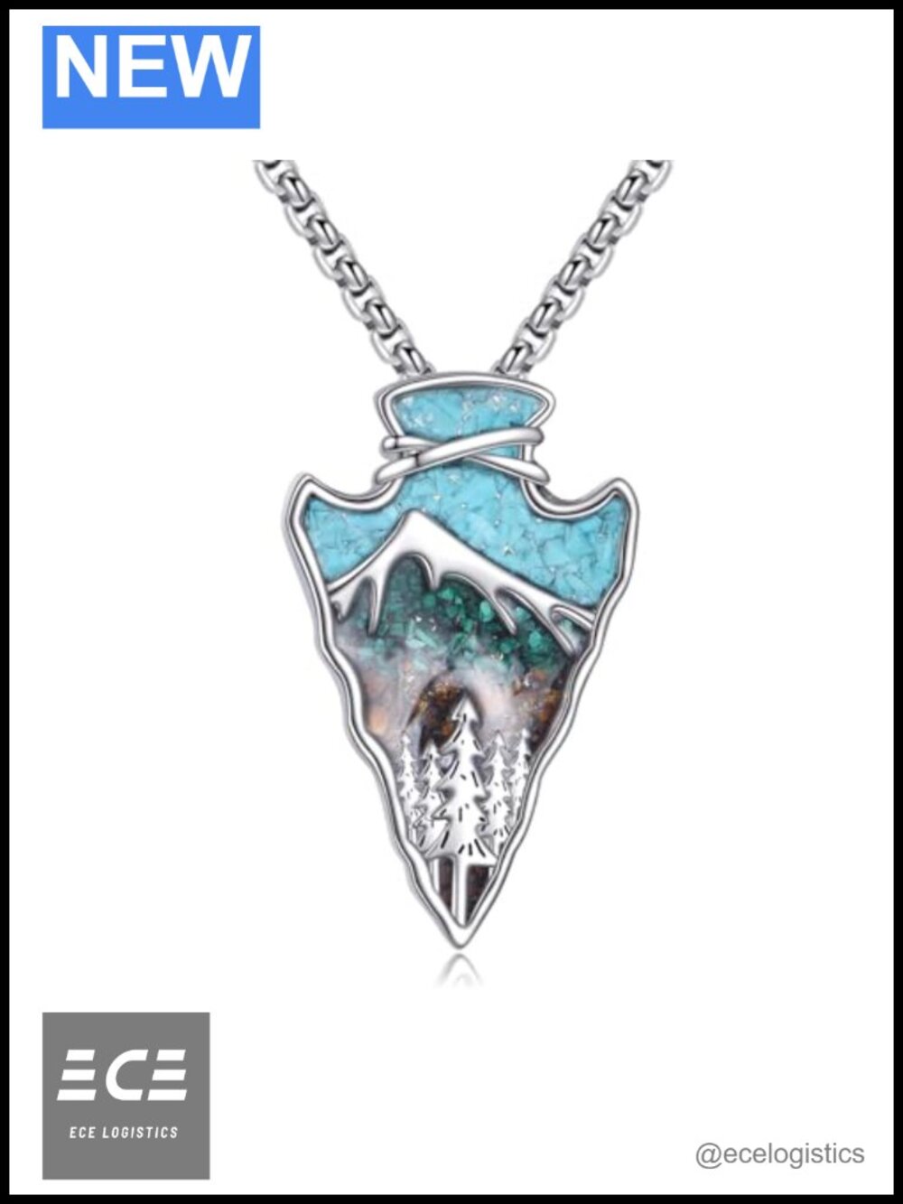 925 Sterling Silver Arrowhead Necklace Nature Mountain Pendant